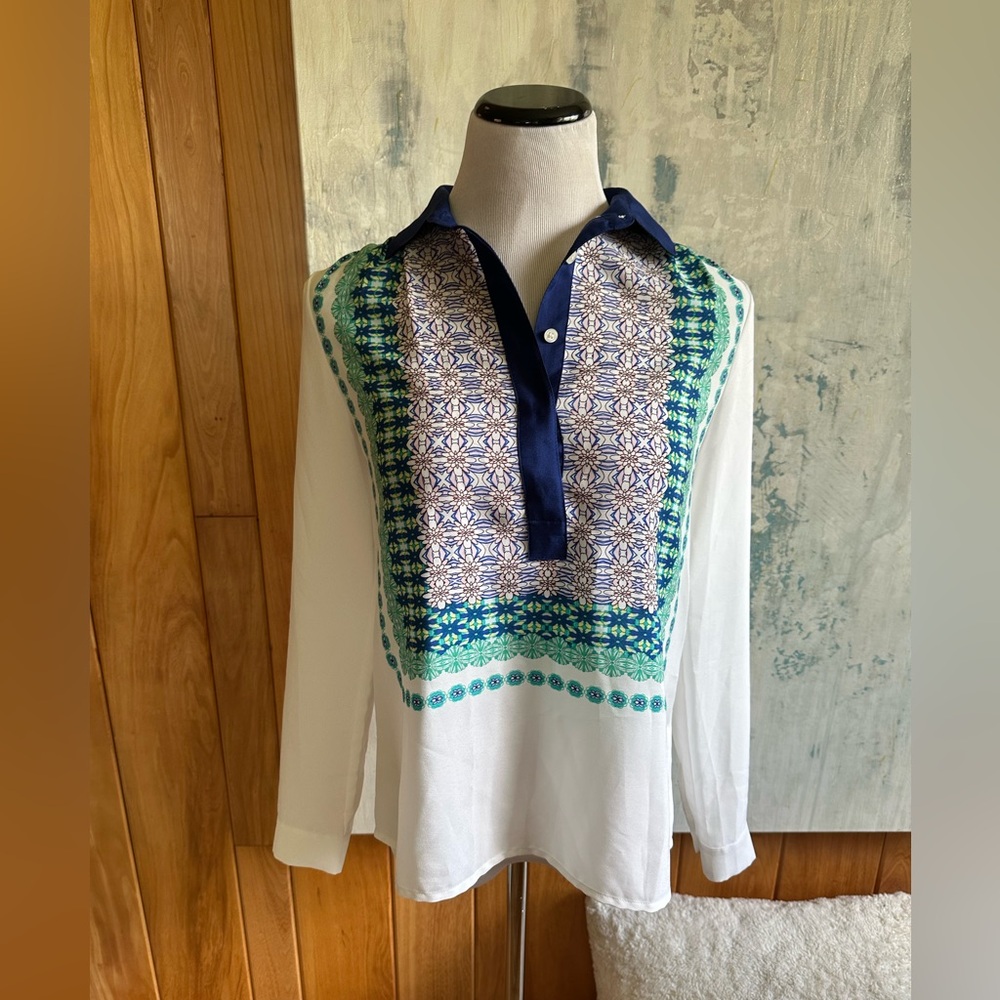 J. Crew Bandana Print Pullover Floral Blouse Career Office Pretty. XS